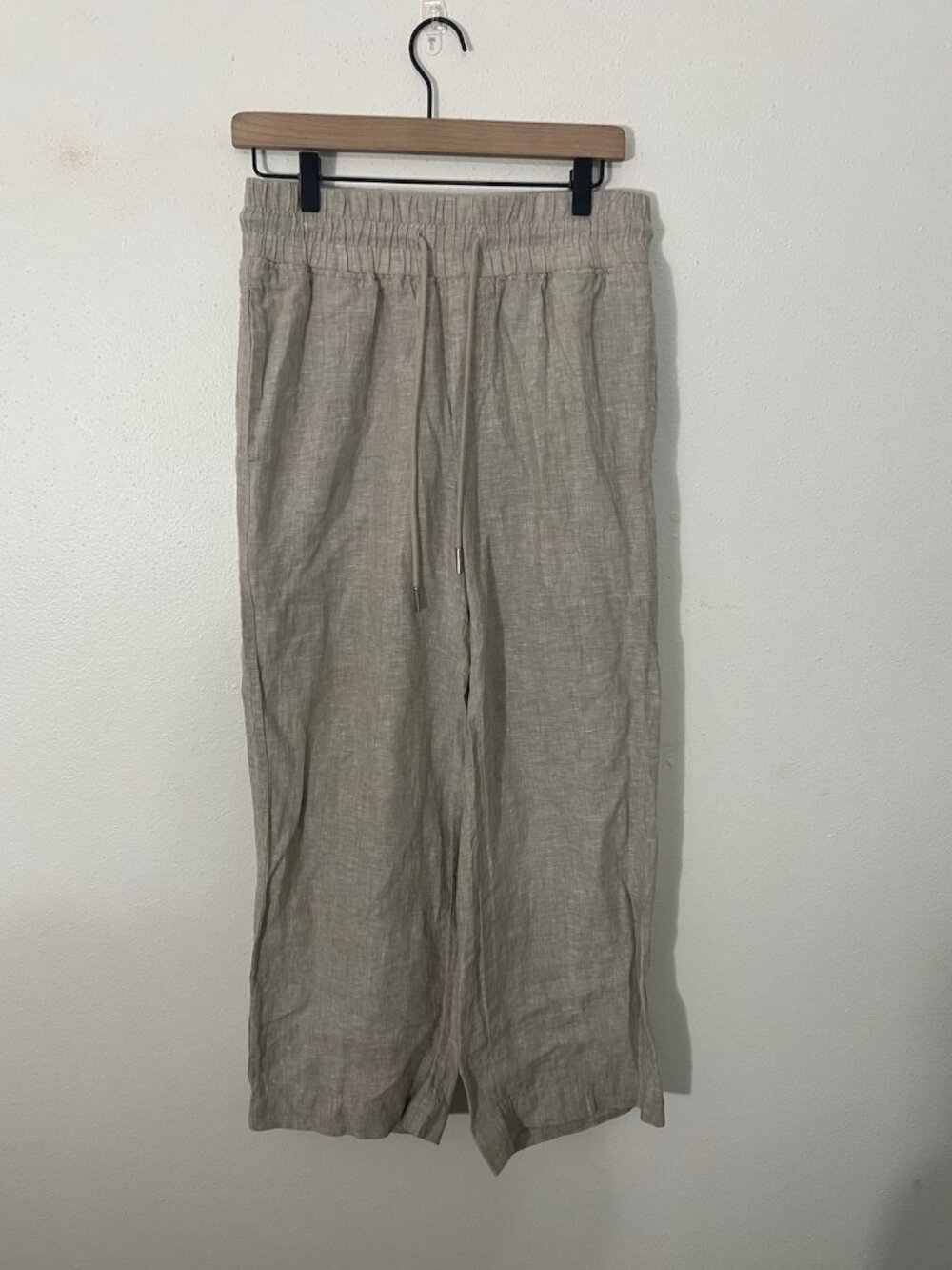 Quince Linen Wide Leg Pants Cream Tan Beige Size Medium